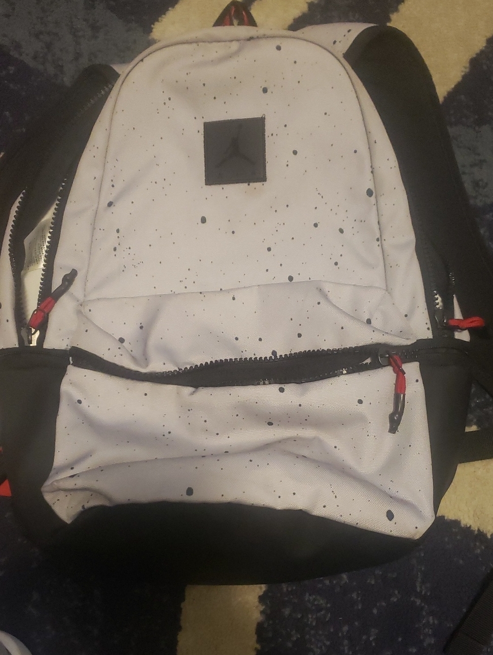 Jordan White Speckled Backpack with Black Panels